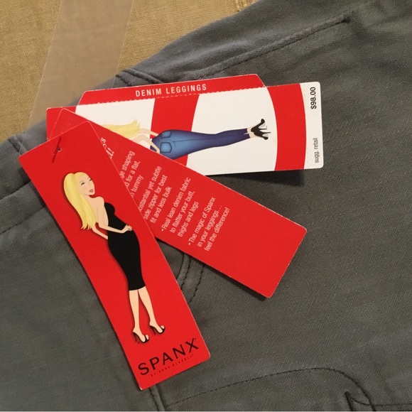 SPANX GUNMETAL DENIM LEGGING/ SIDE ZIPPER/ NWT / SIZE SP 2-4 / LENGTH 29” - Picture 3 of 4